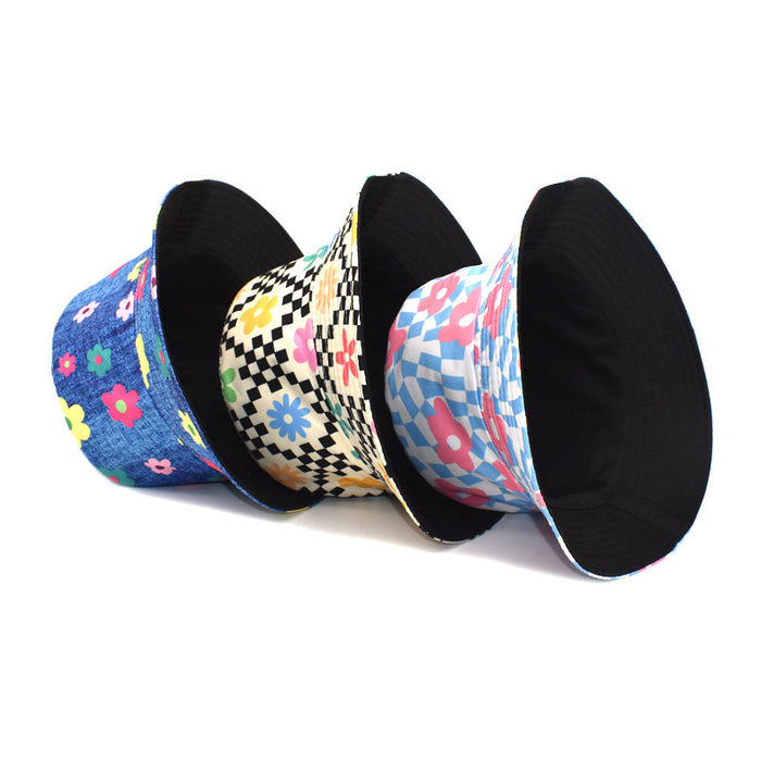 Wholesale hat fabric bucket hat cute colorful chrysanthemum print pot hat MOQ≥2 JDC-FH-ShunMa008