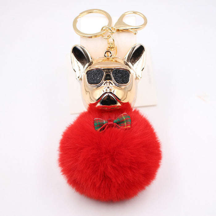 Jewelry WholesaleWholesale French Bulldog Alloy Faux Hair PVC Hairball Pom Pom  Keychain JDC-KC-Zuge017 Keychains 祖格 %variant_option1% %variant_option2% %variant_option3%  Factory Price JoyasDeChina Joyas De China