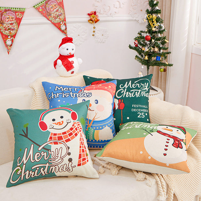 Wholesale Pillowcase Christmas Polyester Snowman Cartoon Print JDC-PW-RRL003