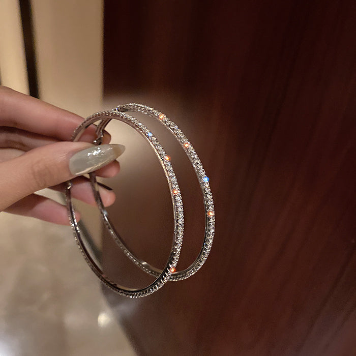 Jewelry WholesaleWholesale Diamond Single Row Earrings Large Hoop Earrings JDC-ES-kait005 Earrings 开康 %variant_option1% %variant_option2% %variant_option3%  Factory Price JoyasDeChina Joyas De China