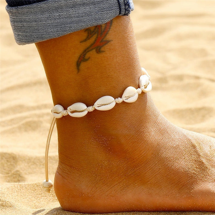 Jewelry WholesaleWholesale Fashion Simple Handmade Shell Anklet Adjustable JDC-AS-Ly016 Anklets 乐钰 %variant_option1% %variant_option2% %variant_option3%  Factory Price JoyasDeChina Joyas De China