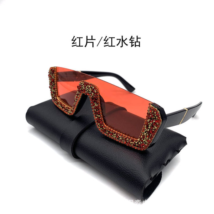 Jewelry WholesaleWholesale Colored Diamond Half Frame Transparent Flat Sunglasses Women JDC-SG-GuiM003 Sunglasses 闺淼 %variant_option1% %variant_option2% %variant_option3%  Factory Price JoyasDeChina Joyas De China