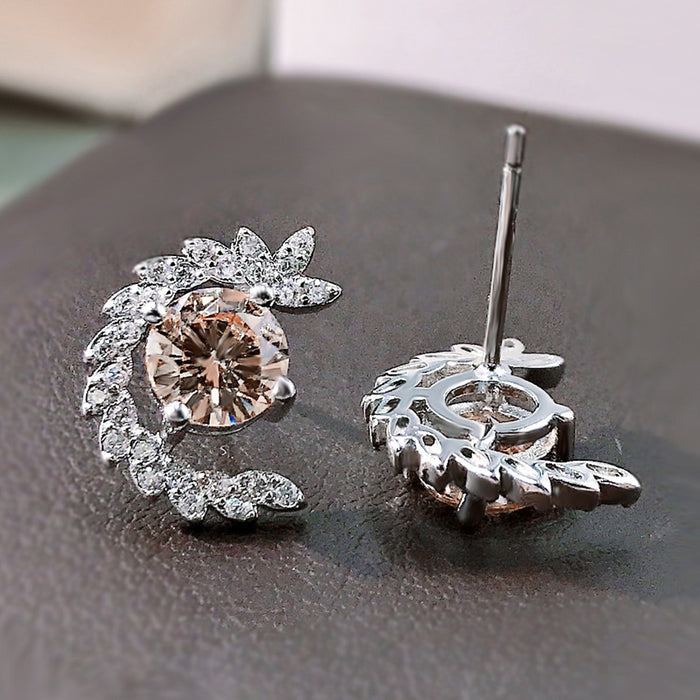 Wholesale Earrings Copper Full Inlaid Zircon Wheat Ear Stud Earrings MOQ≥2 JDC-ES-PREMCAOS011