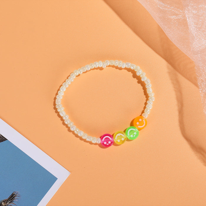 Wholesale Cartoon Smiley Beaded Bracelet Cute Colored Rice Beads JDC-BT-ZengZ012