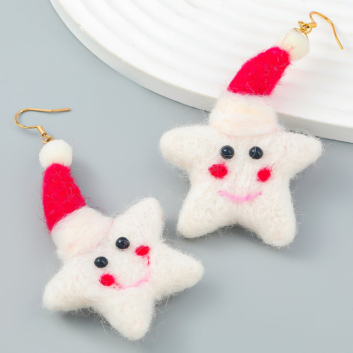 Wholesale Earrings Alloy Christmas Flannel Ball Stars JDC-ES-JL1034