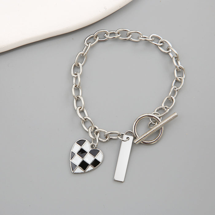 Jewelry WholesaleWholesale Black and White Checkerboard Love Pendant Bracelet JDC-BT-F940 Bracelet 韩之尚 %variant_option1% %variant_option2% %variant_option3%  Factory Price JoyasDeChina Joyas De China