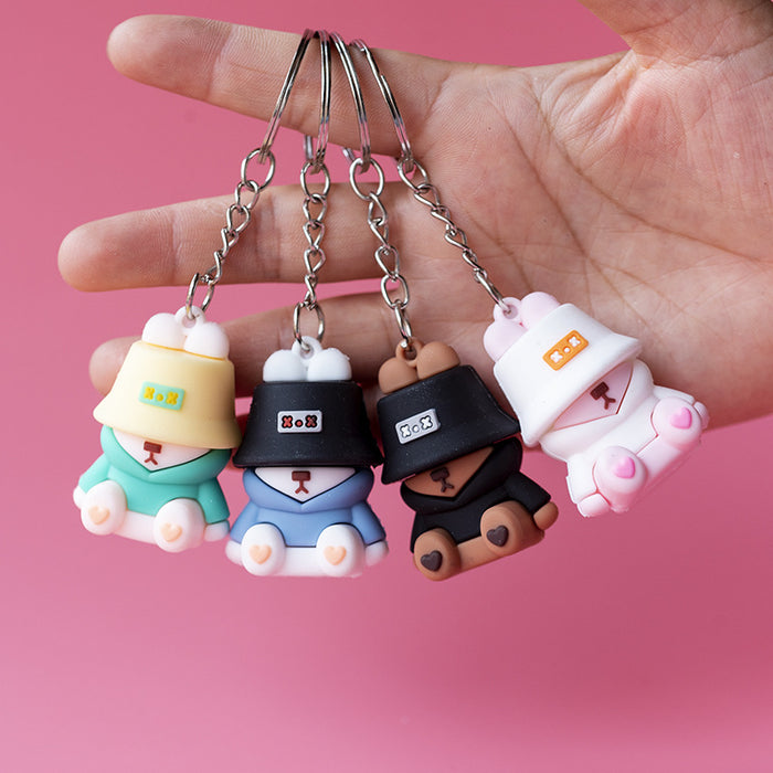 Wholesale cute sleeping fisherman bear cartoon keychain JDC-KC-HTU046