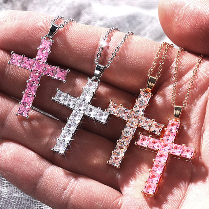 Jewelry WholesaleWholesale Copper Inlaid Zircon Cross Necklace MOQ≥2 JDC-NE-Caos020 Necklaces 曹适 %variant_option1% %variant_option2% %variant_option3%  Factory Price JoyasDeChina Joyas De China