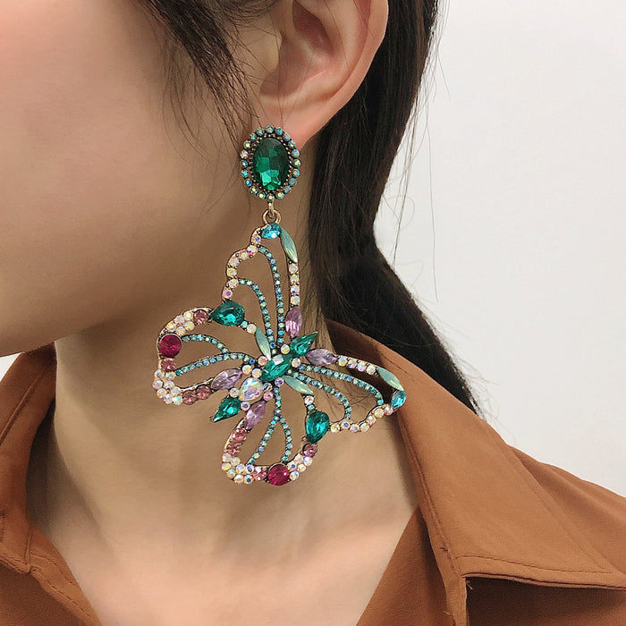 Wholesale Baroque Exaggerated Personality Butterfly Earrings JDC-ES-Qiandi009