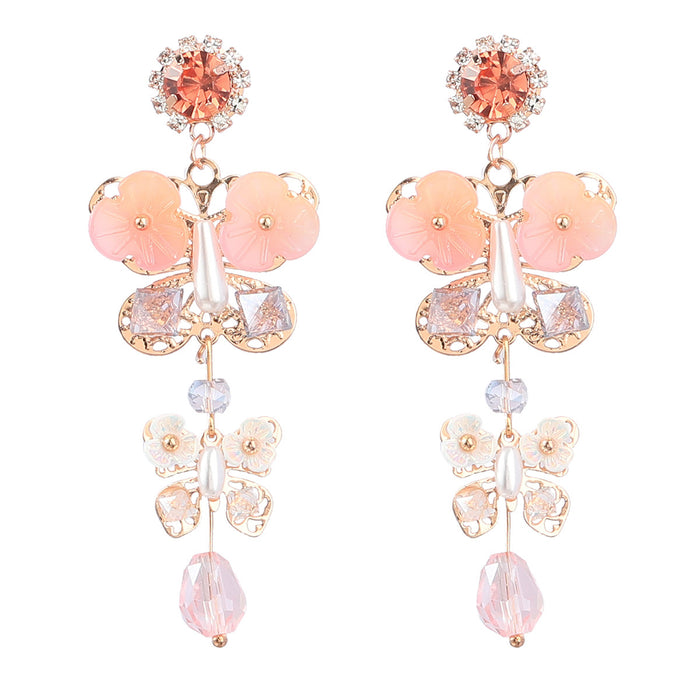 Wholesale Alloy Rhinestone Butterfly Flower Acrylic Earrings JDC-ES-JL1011