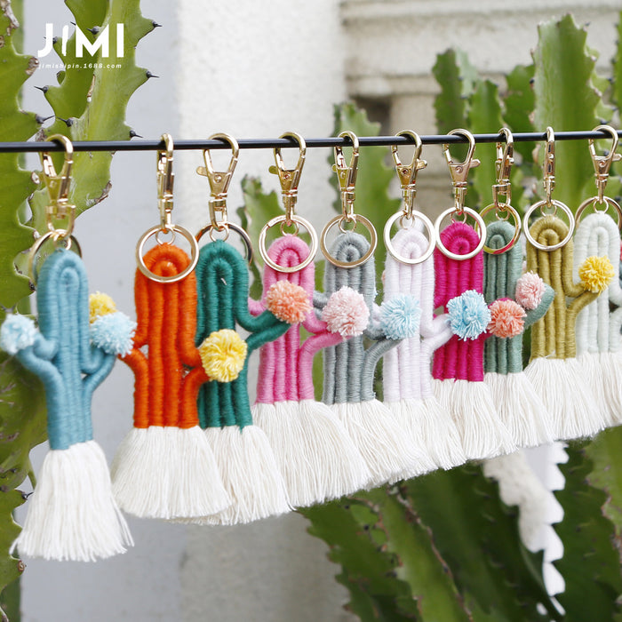 Jewelry WholesaleWholesale hand woven Bohemian cactus keychain MOQ≥2 JDC-KC-JM008 Keychains 杰米 %variant_option1% %variant_option2% %variant_option3%  Factory Price JoyasDeChina Joyas De China