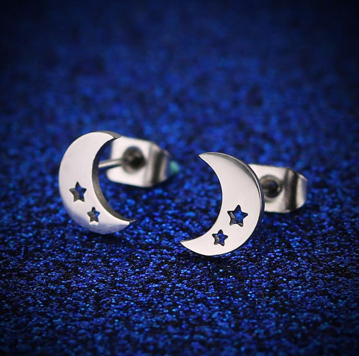 Wholesale Stainless Steel Moon Earrings JDC-ES-SS022