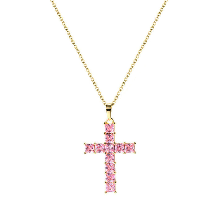 Jewelry WholesaleWholesale Copper Inlaid Zircon Cross Necklace MOQ≥2 JDC-NE-Caos020 Necklaces 曹适 %variant_option1% %variant_option2% %variant_option3%  Factory Price JoyasDeChina Joyas De China