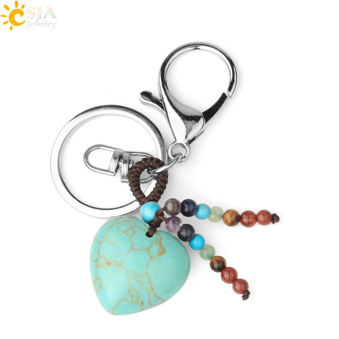 Wholesale Heart Shaped Turquoise Opal Crystal Keychain JDC-KC-HS002