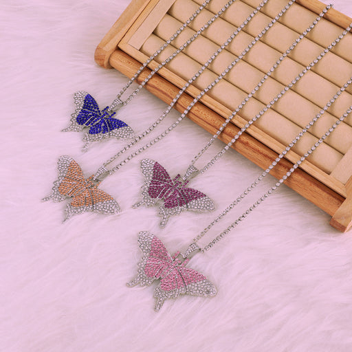 Jewelry WholesaleWholesale Full Diamond Cuban Butterfly Necklace Exaggerated Butterfly Necklace JDC-NE-D048 Necklaces 晴雯 %variant_option1% %variant_option2% %variant_option3%  Factory Price JoyasDeChina Joyas De China