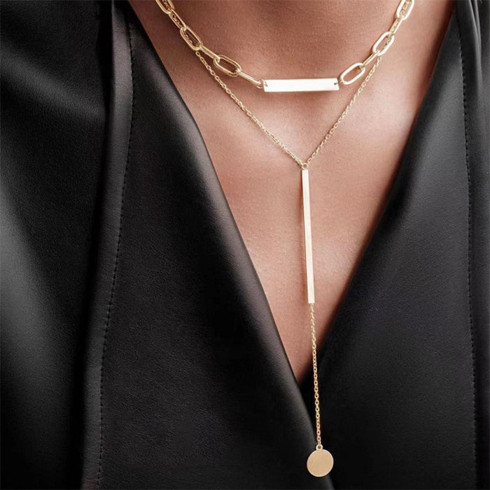 Wholesale Necklace Alloy Vintage Tassel Double Layer Necklace JDC-NE-ZhuJ017