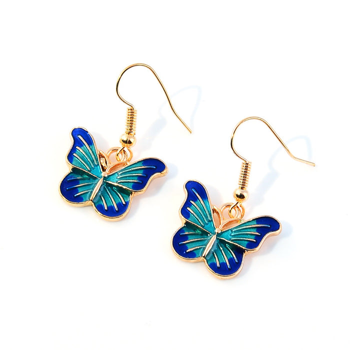 Wholesale Color Butterfly Alloy Earrings MOQ≥2 JDC-ES-Kaiwei001