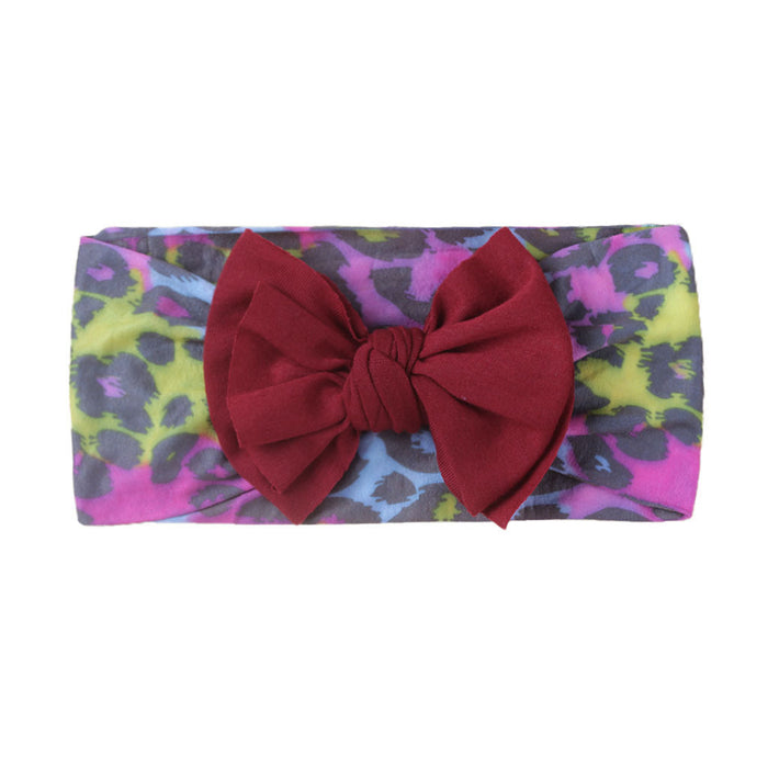 Wholesale leopard print solid color bow nylon bandana baby sweatband JDC-HD-ML030