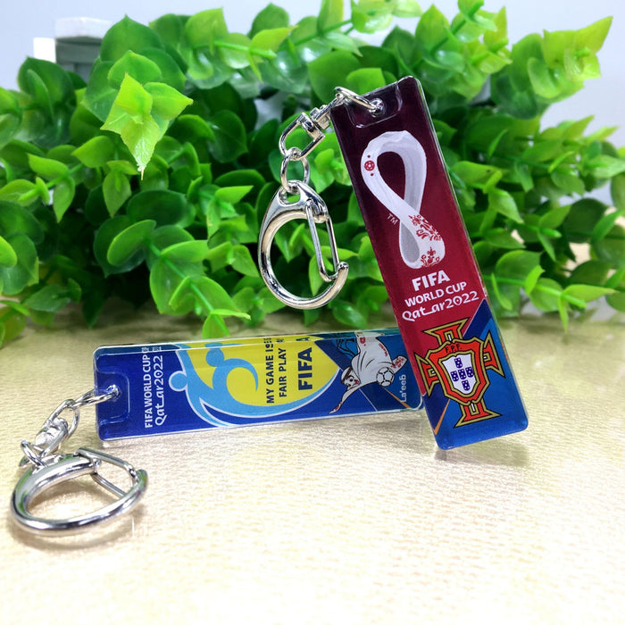 Wholesale World Football Cup Commemorative Acrylic Pendant Keychain MOQ≥2 JDC-KC-YPeng001