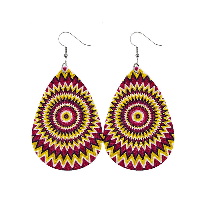 Wholesale Tie Dye Mandala Flower Leather Earrings JDC-ES-dih007