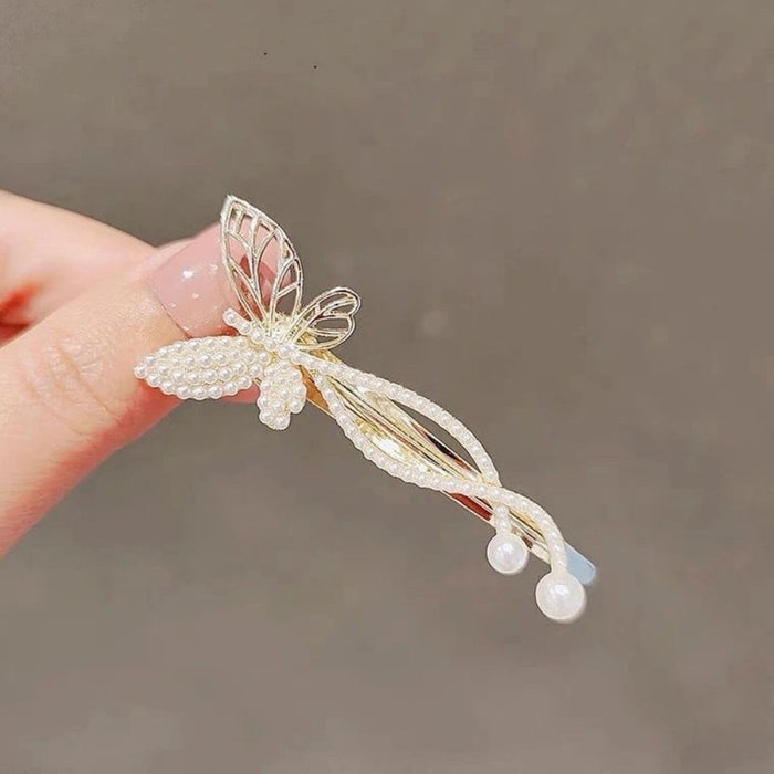 Jewelry WholesaleWholesale Pearl Rhinestone Alloy Butterfly Hair Clip JDC-HC-Zibin004 Hair Clips 梓赟 %variant_option1% %variant_option2% %variant_option3%  Factory Price JoyasDeChina Joyas De China