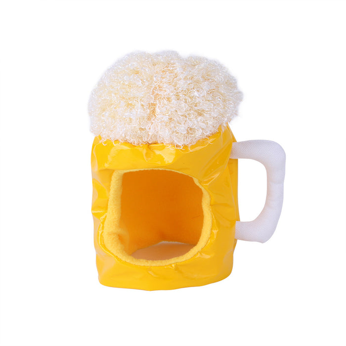 Wholesale Hat Velvet Pet Funny Beer Head Cover MOQ≥2 JDC-FH-RMJ001