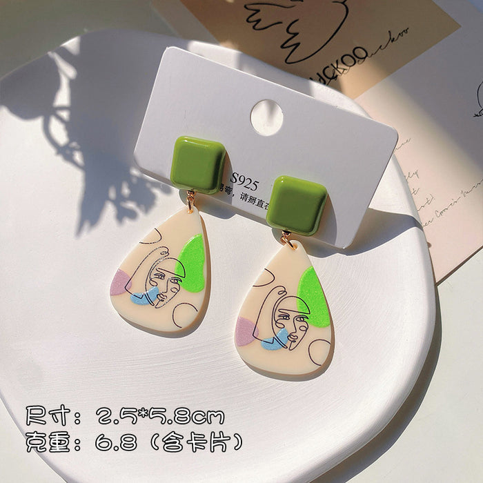 Jewelry WholesaleWholesale geometric candy color graffiti embossed stud stud earrings MOQ≥2 JDC-ES-XiaY002 Earrings 夏樱 %variant_option1% %variant_option2% %variant_option3%  Factory Price JoyasDeChina Joyas De China