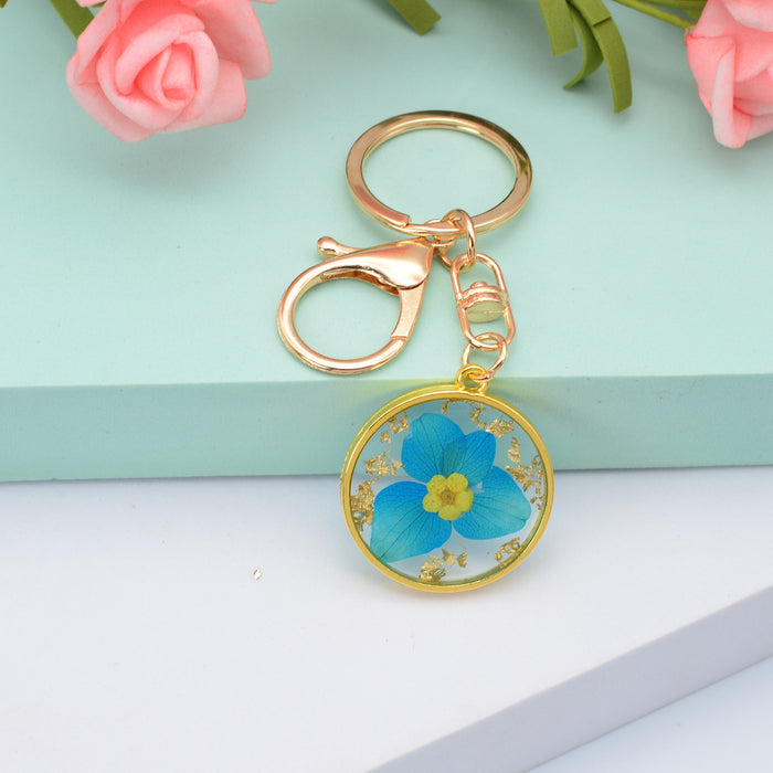 Wholesale Daisy Flower Crystal Epoxy Resin Keychain MOQ≥2 JDC-KC-YiWa003