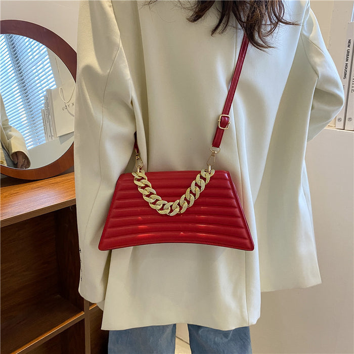 Wholesale PU Crease Stripe Shoulder Bag JDC-SD-HZD036