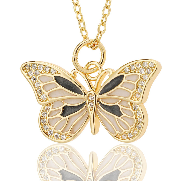 Jewelry WholesaleWholesale Jewelry Drop Oil Painted Butterfly Pendant Necklace JDC-NE-HX019 Necklaces 鸿玺 %variant_option1% %variant_option2% %variant_option3%  Factory Price JoyasDeChina Joyas De China