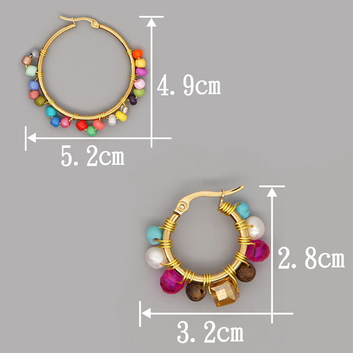 Wholesale Earrings Gold Beads Baroque Pearls Large Circle JDC-ES-PREMGBH002