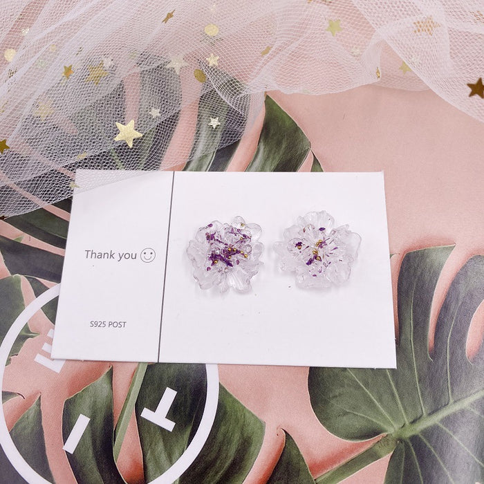 Jewelry WholesaleWholesale S925 Silver Needle Round Transparent Geometric Dried Flower Rose Earrings JDC-ES-XuanY007 Earrings 宣妍 %variant_option1% %variant_option2% %variant_option3%  Factory Price JoyasDeChina Joyas De China