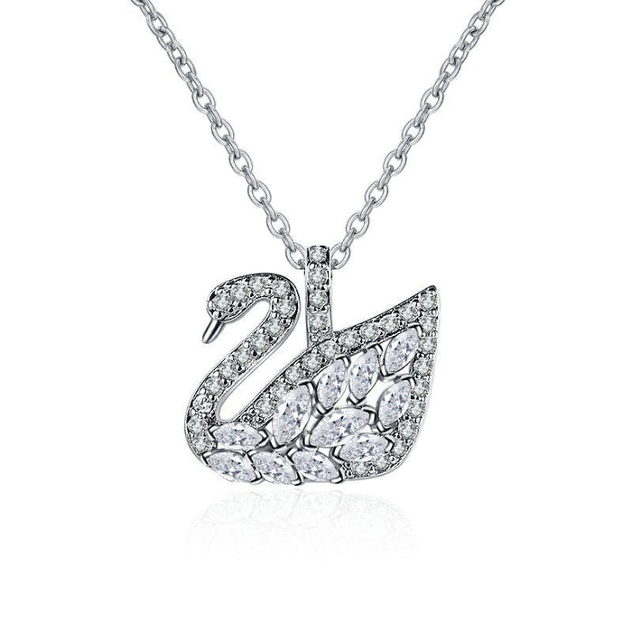 Wholesale elegant temperament swan necklace women's fashion all-match full of diamonds JDC-NE-BLX060