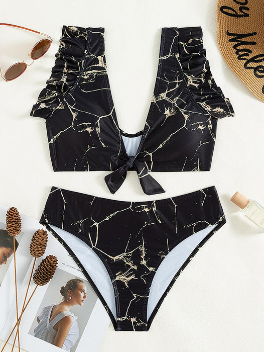 Jewelry WholesaleWholesale ruffles with wide shoulder straps bow straps with open print split swimsuit JDC-SW-CZAL009 Swimwear 曹庄奥浪 %variant_option1% %variant_option2% %variant_option3%  Factory Price JoyasDeChina Joyas De China