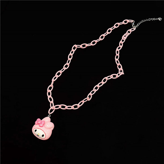 Wholesale Necklace Resin Peach Heart Cute Pink Pony Pendant (S) JDC-NE-Wenhua006