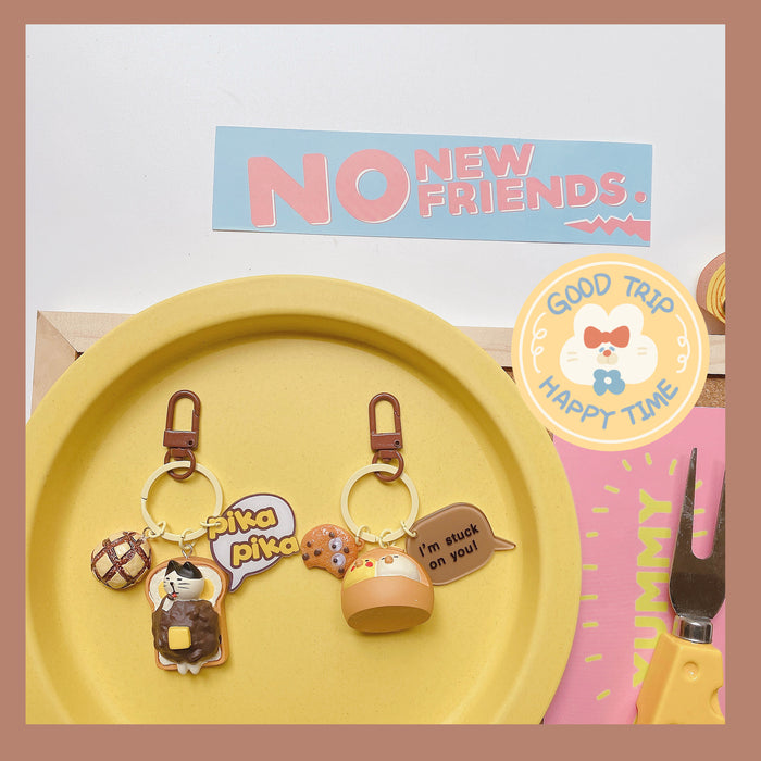 Wholesale Cartoon Food Toy Simulation Bread Resin Keychain MOQ≥2 JDC-KC-ShuoK001