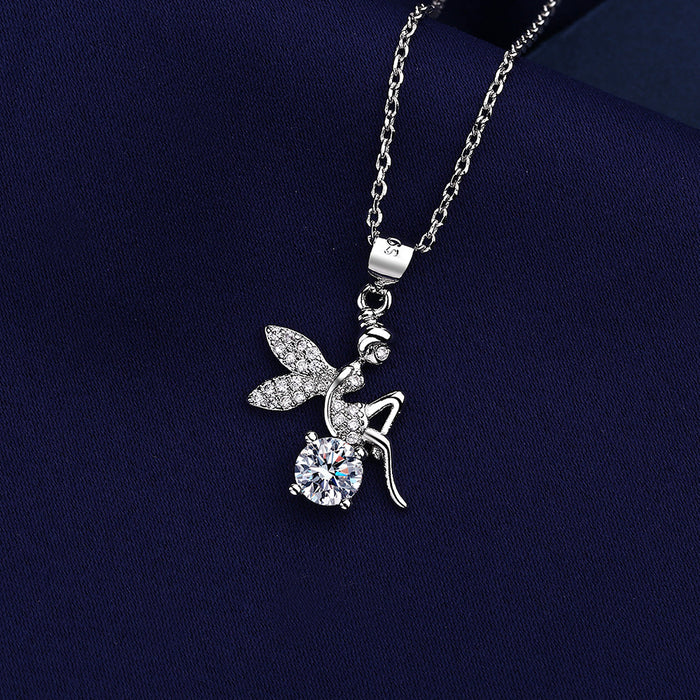 Wholesale Angel Hot Sale Micro Set 3A Zircon Pendant Necklace JDC-NE-BLX057