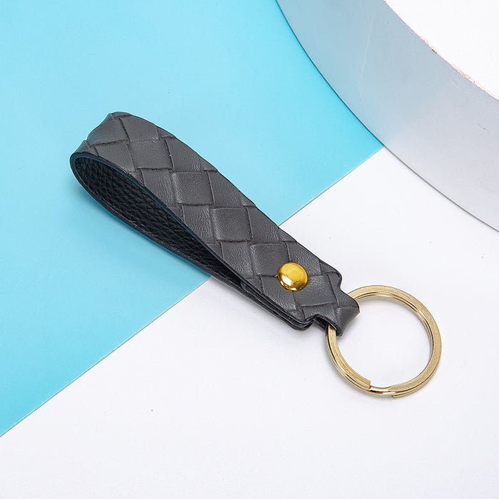 Wholesale Keychains PU Leather Car Simple Solid Color Woven JDC-KC-XingR009