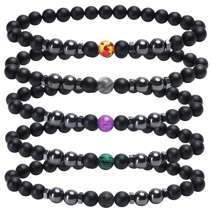 Wholesale Frosted Black Bead Magnet Anklet Retro Alabaster Color Stone Magnetic Anklet JDC-AS-JIai005