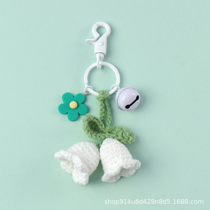 Wholesale bluebell wool knitted flower keychain JDC-KC-CYa007