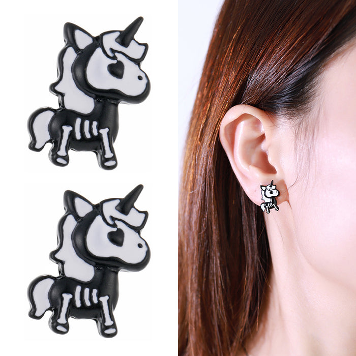 Wholesale Earrings Alloy Enamel Halloween Black White JDC-ES-KenJ010