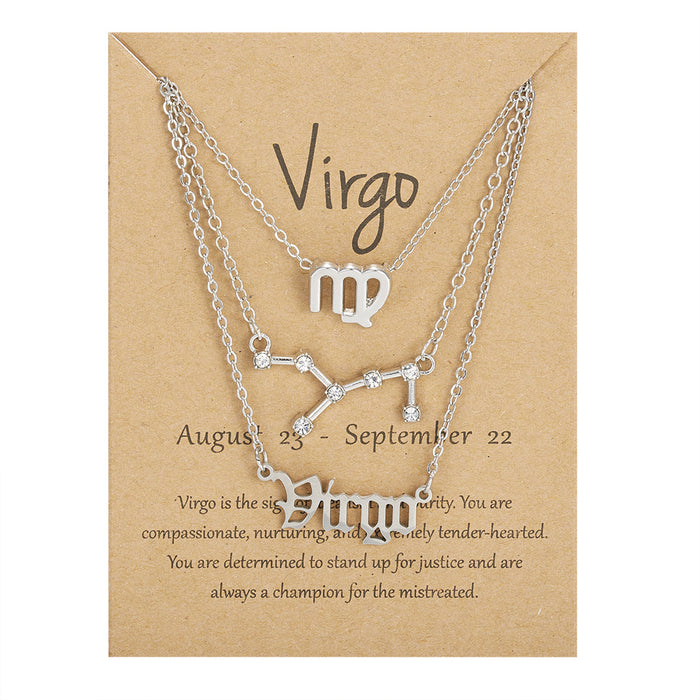 Jewelry WholesaleWholesale zodiac sign paper card necklace three-pack JDC-NE-YinH021 Necklaces 颖皓 %variant_option1% %variant_option2% %variant_option3%  Factory Price JoyasDeChina Joyas De China