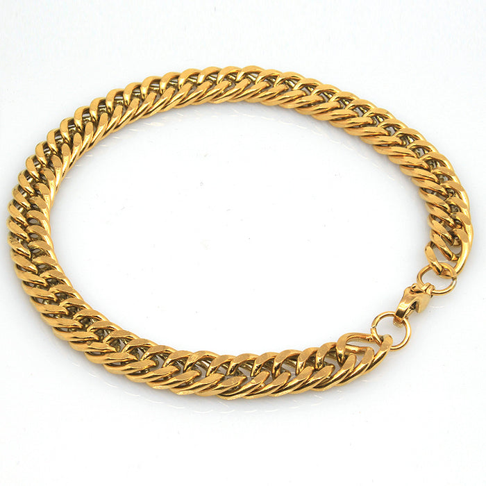 Jewelry WholesaleWholesale 8mm wide gold flat chain solid titanium steel bracelet JDC-BT-YuY002 Bracelet 翼语 %variant_option1% %variant_option2% %variant_option3%  Factory Price JoyasDeChina Joyas De China