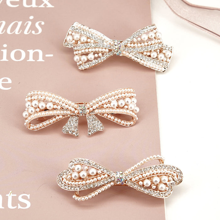 Wholesale Hair Clips Alloy Artificial Pearl Bow MOQ≥2 JDC-HC-HG015