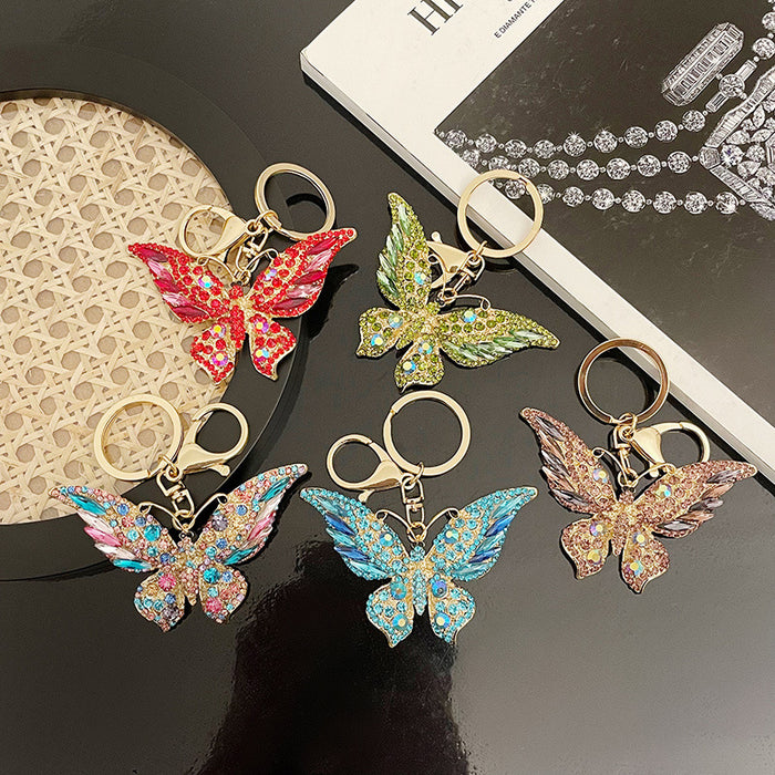 Wholesale Retro New Rhinestone Butterfly Keychain MOQ≥2 JDC-KC-CH036