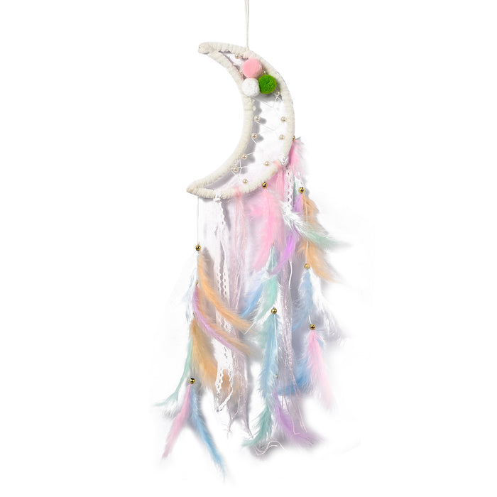 Wholesale cute furball moon Dreamcatcher Indian style MOQ≥2 JDC-DC-JunX012