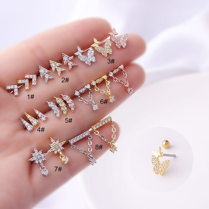 Jewelry WholesaleWholesale stainless steel screw screw screw ball piercing stud earrings MOQ≥2 JDC-ES-Henst008 Piercings 亨森 %variant_option1% %variant_option2% %variant_option3%  Factory Price JoyasDeChina Joyas De China