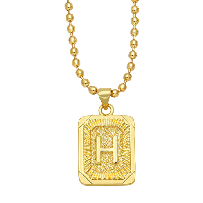 Wholesale Fashion Versatile 26 English Alphabet Necklaces Plated 18K Gold Square Letters JDC-NE-AS586