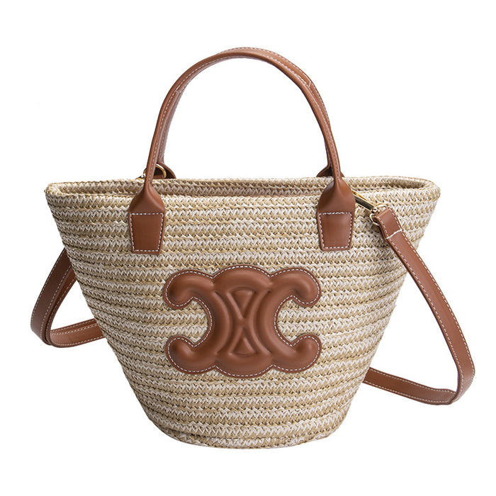 Wholesale corn husk woven one shoulder large capacity beach bag （F）JDC-BB-Bomei001