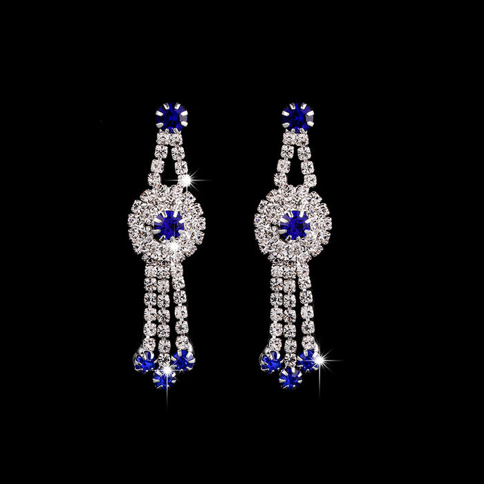 Jewelry WholesaleWholesale Silver Plated Sapphire Blue Inlaid Diamond Necklace Earrings Set JDC-NE-Yaqian003 Necklaces 雅茜 %variant_option1% %variant_option2% %variant_option3%  Factory Price JoyasDeChina Joyas De China